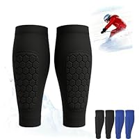 Ski Shin Guards, Ski Guard Socks, Professional Shin Protectors, Elastic Anti-Collision Legging (Black, XL (Adults))