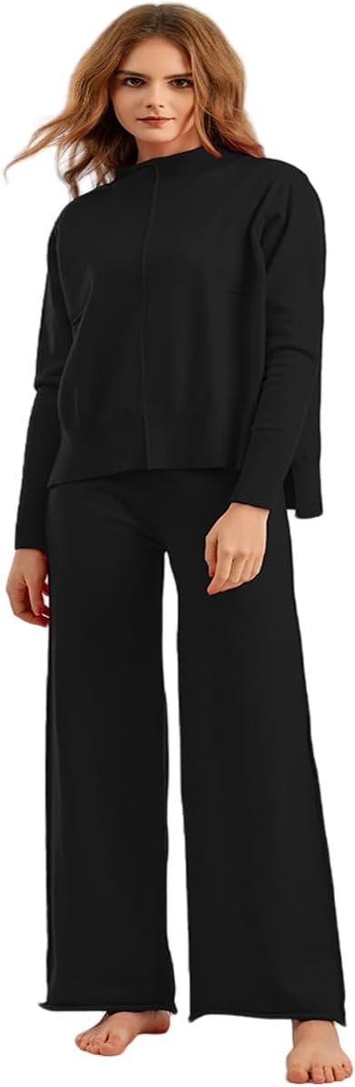 Two Piece Outfits for Women Lounge Sets Oversized Knit Lounge Pullover Sweatshirt Sweatpants Sweatsuits Set
