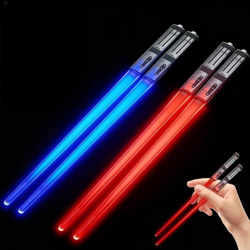 9 Farbe Leuchtende Essstäbchen 2 Paar Lightsaber Chopsticks Wiederverwendbar Lichtschwert Essstäbchen LED Chopsticks Leuchtende Lichtschwert Chopstick für Küchen Dinnerparty Sushi Party Besteck