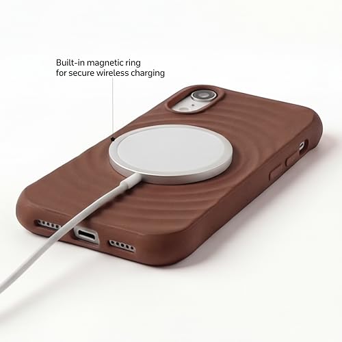 Image of amazon basics Shockproof Case for iPhone XR | Ripple Pattern | Camera Protection | Protective Cover with Enhanced Grip & Wireless Charging Support - Brown
