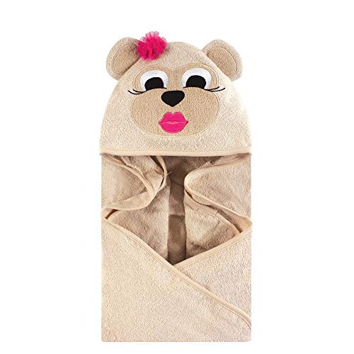 Image of Hudson Baby Unisex Baby Cotton Animal Face Hooded Towel, Miss Monkey, One Size