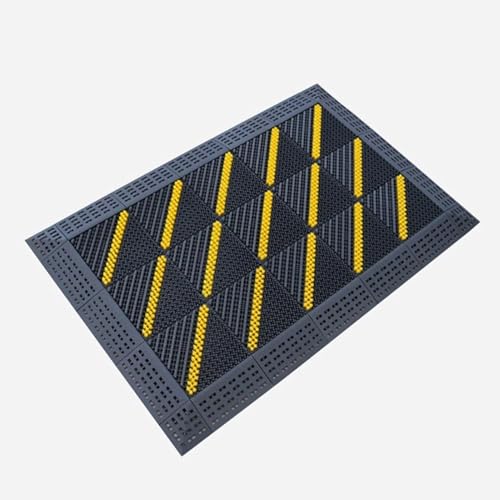 Paillasson d'entrée antidérapant gris et jaune 60x120 cm pour terrasse