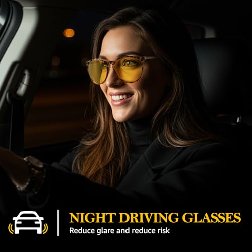 FIMILU Night Driving Glasses for Women Men, Polarized Night Vision Glasses Reduce Glare for Night 88592