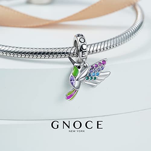 Image of GNOCE Owl Pendant Bead Charm With Bracelet S925 Sterling Silver Guarding You 18k Gold Plated Charm with CZ Fit for Bracelet /Necklace Charm Gifts for Animal Lover