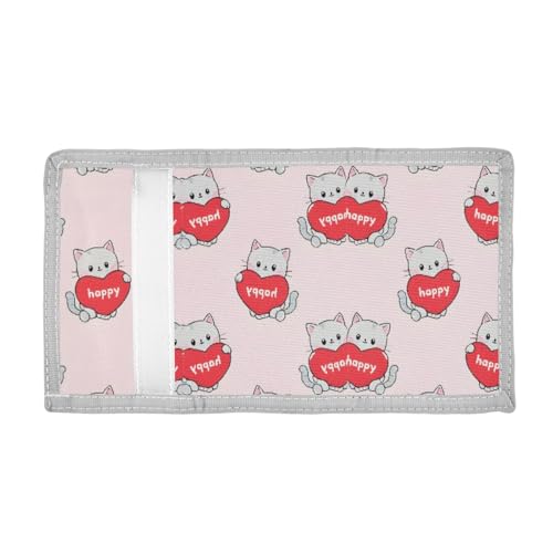 ALAZA Kids Wallets for Boys Girls Toddler Trifold Wallet Children Small Cat Heart Happy with Zipper Coin Pocket2