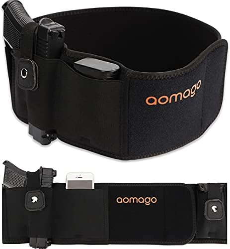 Belly Band Holster for Concealed Carry-Gun Holster for Women & Men Fits Glock, Smith Wesson, Taurus, Ruger, and More-Breathable Neoprene Waistband Holster for Most Pistols and Revolvers by Aomago
