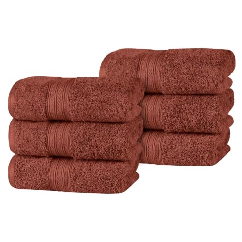 SUPERIOR Atlas Cotton Heavyweight Hand Towels, Towel Set, Luxury Bathroom Accessories, Kitchen Basics, Spa, Salon, Hotel, Resort, Thick, Ultra-Plush, Highly-Absorbent, Hand Towel, Chocolate
