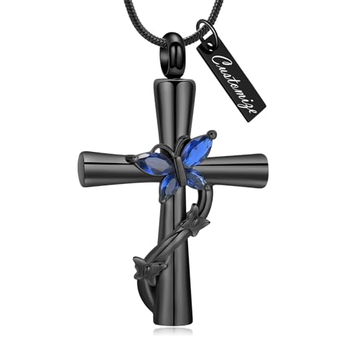 Rstnxnnl Cruz Labertilla Cremación Joyería Urna Collares Cruz Urna Colgante Colgante para ceniza Pieza de recuerdo Colgante para mujeres Hombres Regalos con Fundero Kit & Bolso(Personalizar)