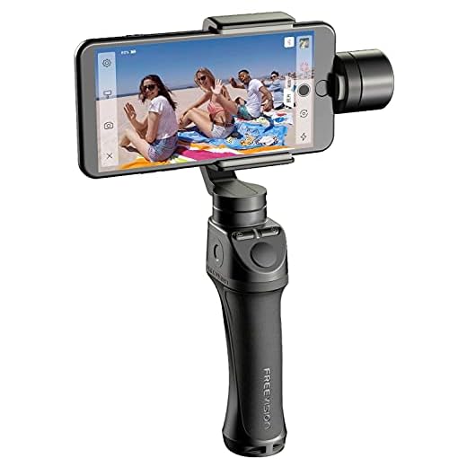 Freevision Vilta-M Pro 3-Axis Handheld Stabilizer Gimbal for iPhone, Samsung, Premium Stability Performance, Double Wheel, Mark A/B Focus Point Setting, Wireless Charging,Provide Tripod and Carry Bag