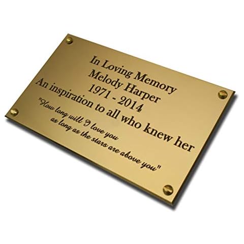 4" x 2" Rectangular solid brass engraved nameplate. Personalised engraved memorial plaque Cover