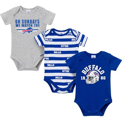 Gerber Baby Boys' NFL 3-Pack Onesie Bodysuit, Bills, 0-3 Months