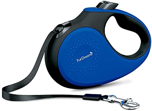 FurDreams Retractable Dog Lead  Heavy-Duty Extendable (5 Metre) Leash | Anti-Slip Handle with Lock Control | Strong Tangle-Free Nylon Tape & Collar Hook | Perfect for Puppy Training (Black, Medium)