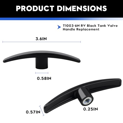 Image of T10036N RV Dump Valve Handle Replacement | Spiral-Reinforced RV Waste Valve Handle with Extended Grip, Compatible with Valterra Bladex 3 inch & 1.5 inch Waste Valves | 2-Piece Kit