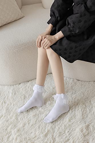 Lace Ruffle Frilly Socks for Women - Lace Ankle Socks with Bow4