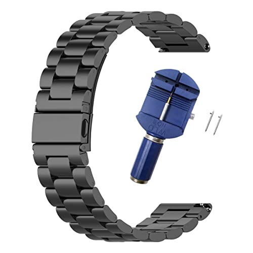 PINHEN 22mm Bracelet de Montre - Gear S3 Acier Inoxydable Métal Bracelet Bande pour Huawei Watch GT, Galaxy Watch 46mm, Moto 360 46mm, Ticwatch Pro, LG G Watch (Classic Black)