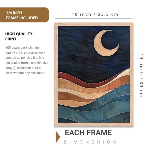 Image of kotart Boho Art Home Decoration Painting | Paintings With Frame For Living Room Bed Room Hotel Wall Decor Digital Reprint Set of 3 (10X13 inch)