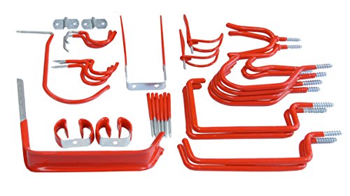 Connex Wandhaken-Sortiment 32-teilig - 14 verschiedene Größen - Mit schützendem Gummiüberzug - verzinkt / Universalhaken / Montagehaken für Garage / Werkstatthaken / Ordnungshelfer / DY250829