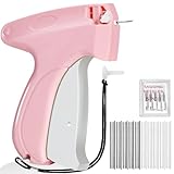 ANTAND Stitch Gun for Clothes, Tagging Gun for Clothing, Handheld Quick Sticky Sewing Micro Tag Gun Fixer Hemming Pants Tool Instantly, Includes 6 Needles and 1000 Fasteners (Pink)
