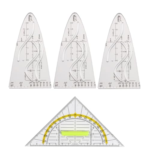 6-teiliges Parabel-Schablonen Set – Transparenter Kunststoff Für Mathe, Geometrie, Schule & Studium