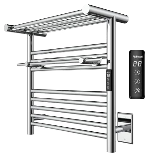 P&Bhusri Heated Towel Rack with Top Shelf