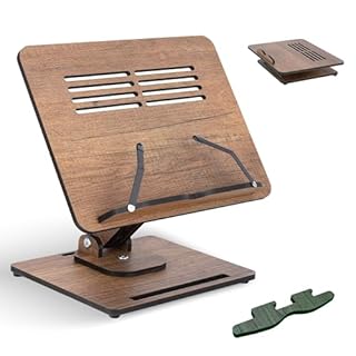 Vigo Wood Supporto per Libri - Leggio in Legno Pieghevole e Supporto per Laptop - Regolabile, Pieghevole, Scaffale per Libri - Accessorio da Cucina e Ufficio per una Lettura e Lavoro Comodi