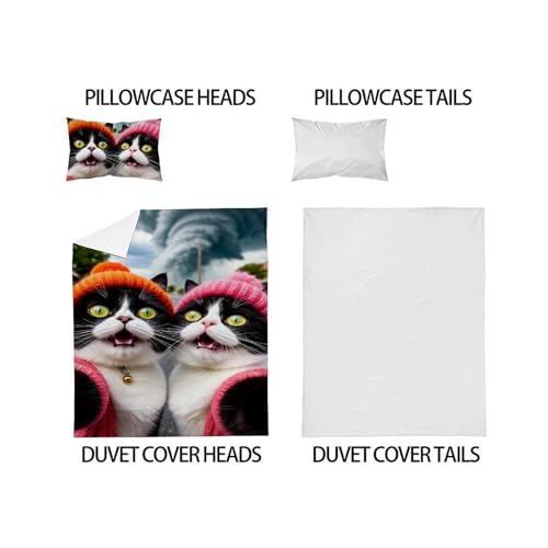 Housse de couette 135x200 chat en microfibre premium douce et durable - 5