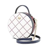 Leather Circular Handbags for Women, Genuine Leather Ladies Round Crossbody Bags with Adjustable Cha