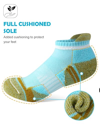 Etmdoeve Meias femininas de corrida atléticas invisíveis acolchoadas confortáveis 5 pares, 5 pares c