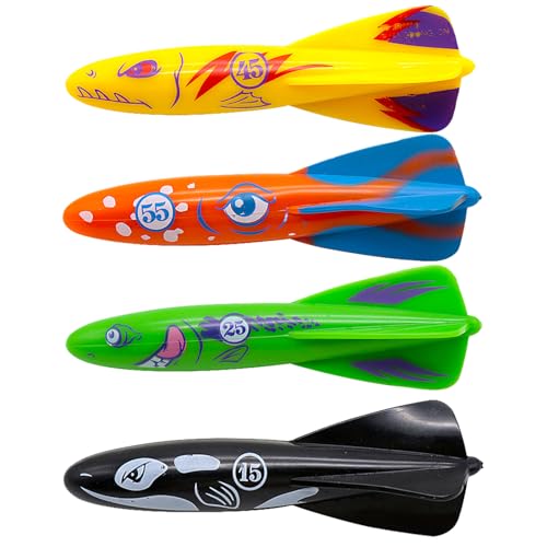 COSORO 4 pièces Jouets de Piscine Enfant,Jouets de Plongée Fusée Amusants,Jeu Piscine Enfant Extérieur L'été,pour Divertissements Entrainement sous -...