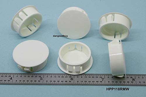White Nylon Push In Locking Hole Plug - Panel Hole Diam 1 1/8", Head Diam 1 1/4", Fits Panel Thickness .016"-.125", Surface Finish Matte-Textured #TOP2