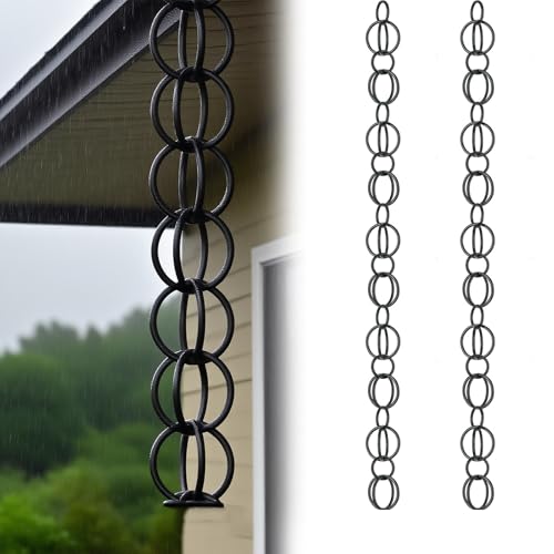 Poxvythb Cadena de Lluvia, colector de Lluvia Decorativo, Cadena De Guía Lluvia Canalón, Decoraciones De Jardín Al Aire Libre,Drenaje De Aleros(3ft)