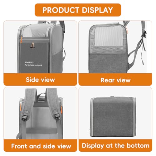 Image of Qpets Cat Cage, Pet Backpack Carrier for Cats & Small Dogs, Oxford Cloth Breathable Mesh Travel Bag with Anti-Anxiety Front Cover Panel Design, Puppy & Kitten Outdoor Hiking Carrier, 42x33x28cm