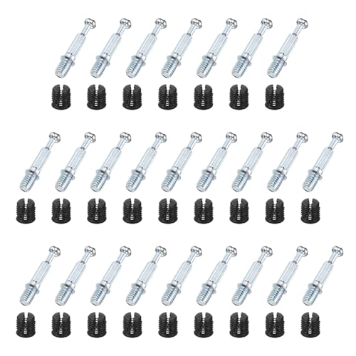 sourcing map 25Pcs Cam Lock Screw, M6x33mm Furniture Connecting Fitting, Cam Bolts Dowels for Splicing Assembly of Table Cabinets