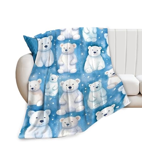 Zltegako Coperta con orso polare, regalo per ragazze, ragazzi, donne, amanti degli orsi, morbida coperta in pile caldo in flanella di peluche, per letto, divano, 101,6 x 127 cm