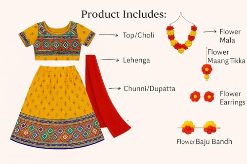 Image of Sarvda Shree Krishna Dress for Baby Boy & Radha Dress for Girls | Janamashtami Dress | Fancy Dress Costume with Accessories Dhoti, Dupatta, Mukut Flute Complete set, Ethnic wear