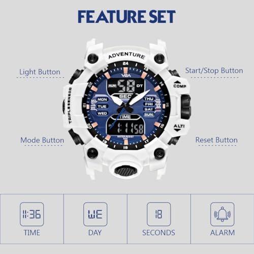 Image of V2A Bold & Big Dial Analog-Digital Sports Watch for Men | Multifunction Military Wristwatch | Gift for Men