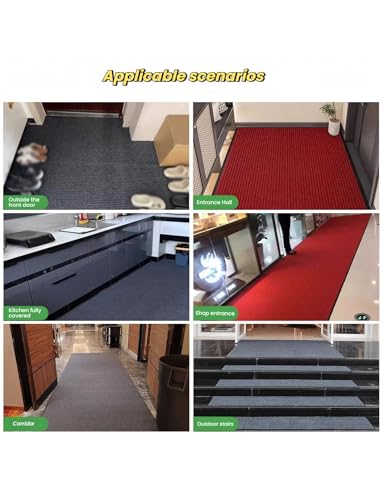 Tapis de couloir antidérapant rouge 120x150cm isolant acoustique
