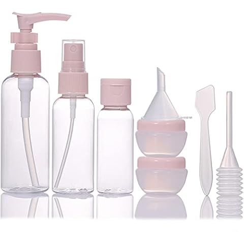 8 Pcs Travel Bottles Set,Travel Bottles & Containers,Refillable Small Mini Empty Plastic Pump/Spray/Squeeze Bottles for Cosmetic and Travel Toiletries with Storage Bag Cover