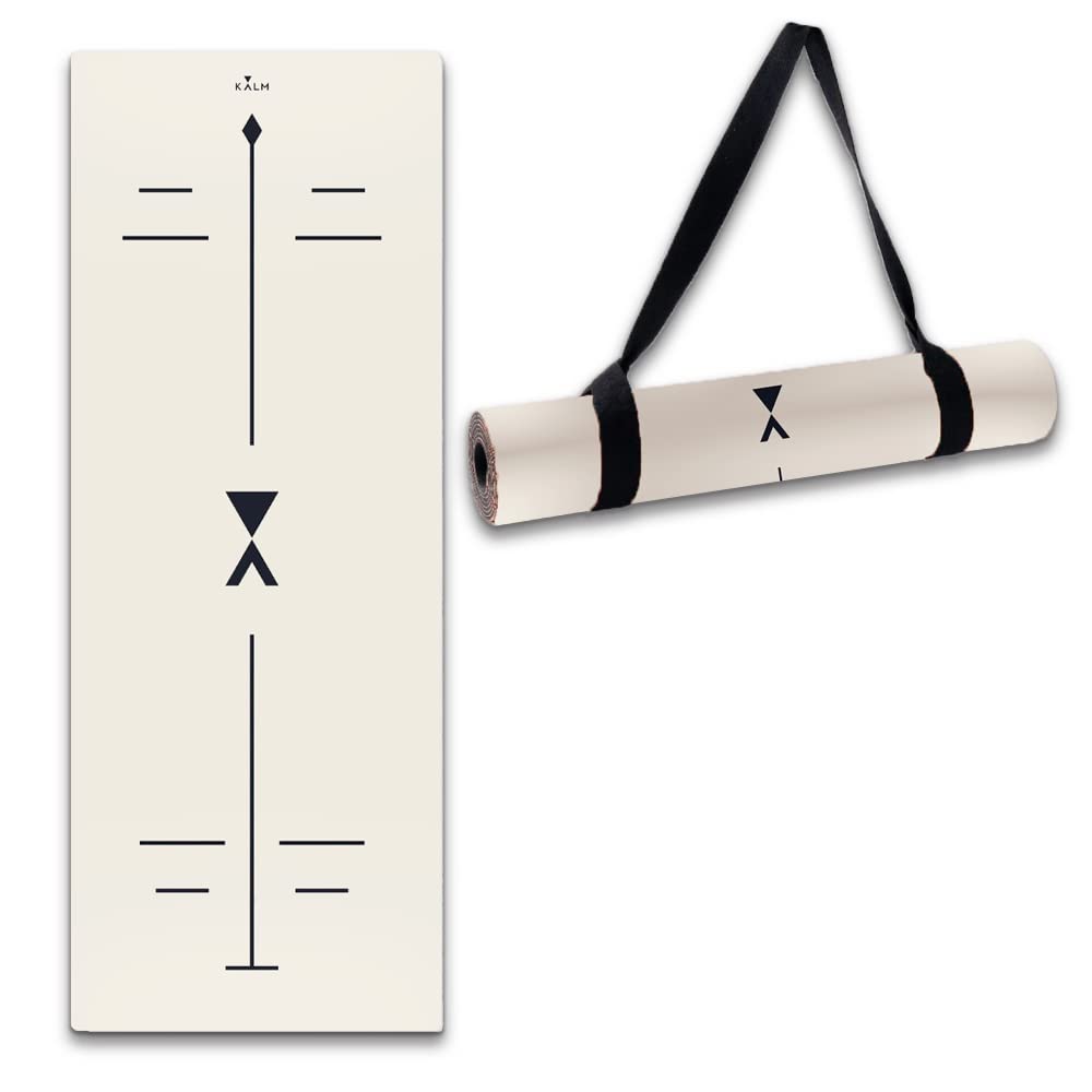 KALM Manifest Yoga Mat 4.5mm Thick Non-Slip Eco-Friendly made with Natural Rubber for Best Grip and Excellent Support Anti-Slip for Pilates Fitness Alignment Lines for Ideal Exercise