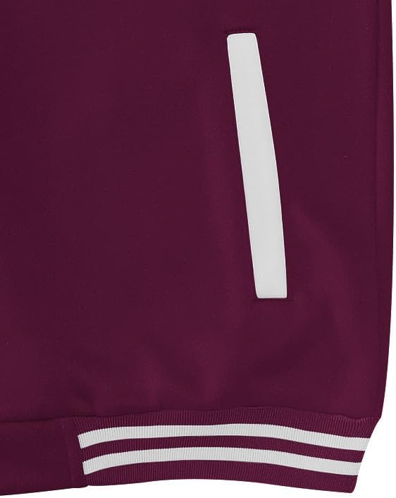 Men's Varsity Baseball Jacket Classic College Style Bomber Coat with Striped Ribbed Collar Casual Outerwear - Image 6