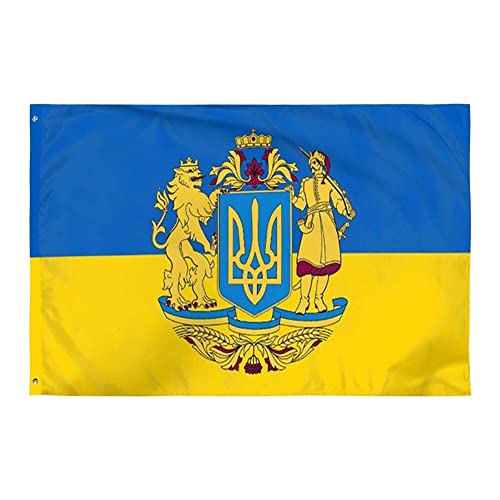 Dinntty Ukrainische Flagge, 150 x 90 cm, lebendige Farbe, ukrainische Nationalflaggen, große Polyester-Flagge mit Öse für Heimdekoration im Freien