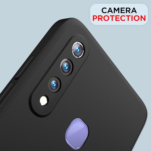 Image of Outlouders Back Cover for Vivo Z1 Pro | Camera Protection | Durable Soft Matte Silicone Bumper Case (Black)