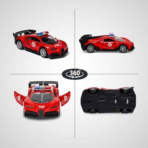 Image of Amisha Gift Gallery Diecast Bugatti Fire Ambulance Toy Car for Kids | 1:36 Scale Model, Metal, Pull Back, Sports Car, Boys