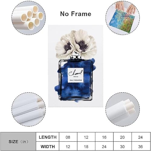 Image of BanLaArt Fashion Perfume Bottle Navy Blue With Black Canvas Print Poster Decorative Painting Wall Art Picture Print Modern Family Bedroom Decor 16x24inch(40x60cm), style