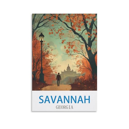 Savannah Georgia poster de voyage vintage pour salon rétro chic 50x75 cm
