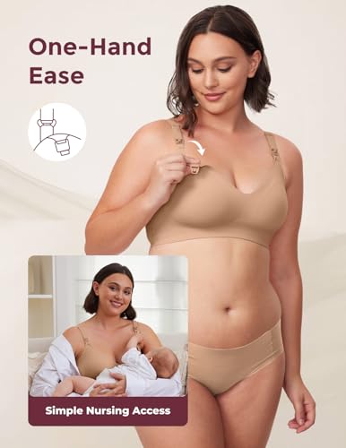 Image of Momcozy Nursing Bras for Breastfeeding, YN21 Seamless Ultra Comfort Maternity Bra, Natural Shape, Pregnancy Sleep Bralette