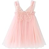 Baby Girls Layered Tulle Tutu Dress Toddler Tulle Dresses Infant Tulle Sundress Set with Angel Wings