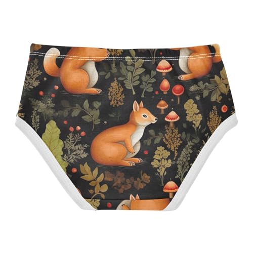 Toddler Girl Briefs, Autumn Leaves Squirrels Cotton Underwear Girls, 2T–8 Years2