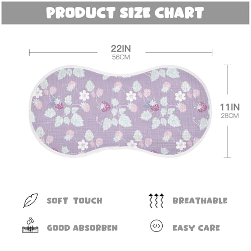 Slow Style Strawberry Lavender Cotton burping Cloths for Babies Soft Touch Feed Cloth for Set of 2, 22x11in4