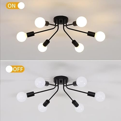 Image of Metal Nordic Pendant Lights Lamps Modern Ceiling Light Hanging Lamp Home Decor Chandelier.(Bulb Not Included) (153 /6 Light Black)